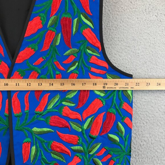 Daily Planet Chili Pepper Art Southwest SPICY HOT Embroidered Vest XL - Picture 5 of 6